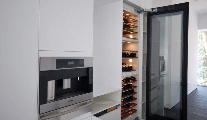 Modern white kitchen with built in appliances, Thornhill