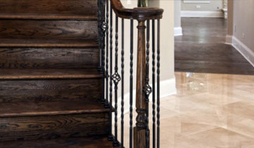 Dark stained Hardwood stairs by Alelegance Flooring, Mississauga