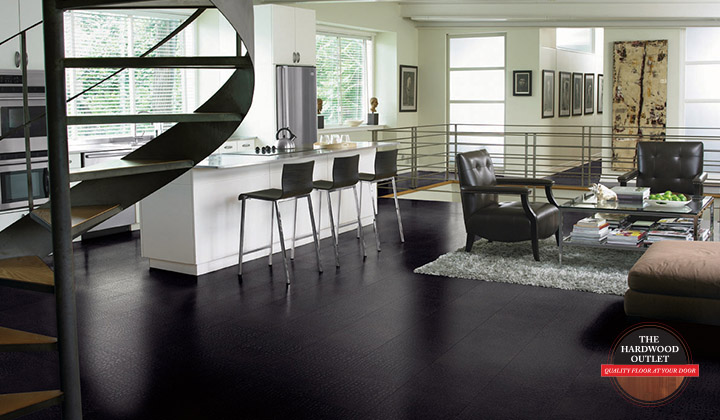 Wide Plank Super Black design floor - Modern Kitchen