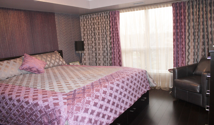 Custom drapery bedroom set