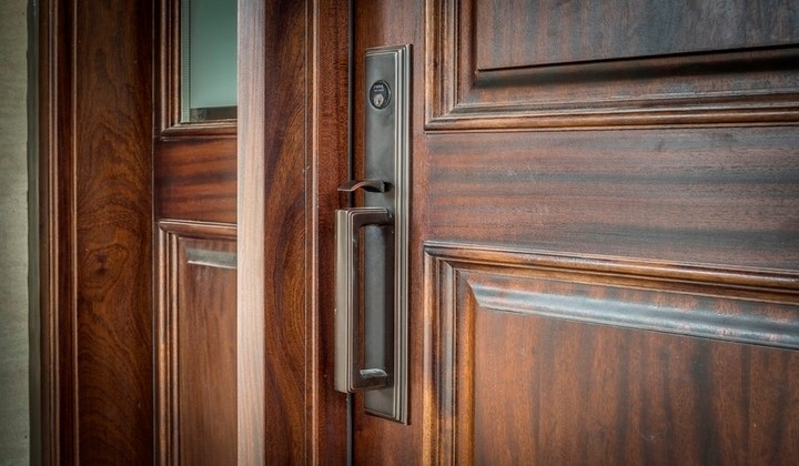 Detailed solid wood exterior doors