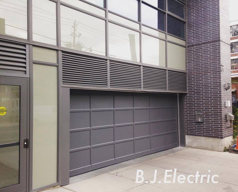 Commercial aluminum door in grey, B.J. Electric