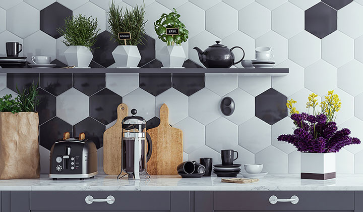 Hexagon Mosaic Tiles for Kitchen Backsplash