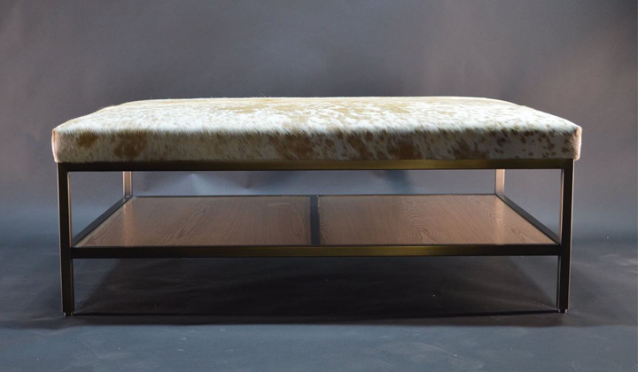 Beautifully handcrafted custom made ottoman featuring hair on leather hide, custom metal frame available in any size or shape. Designed and built by @maisonluxe.ca ,Toronto