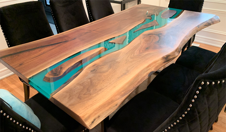 Real Wood Dining Table with Glass Insert by Realwood, Toronto