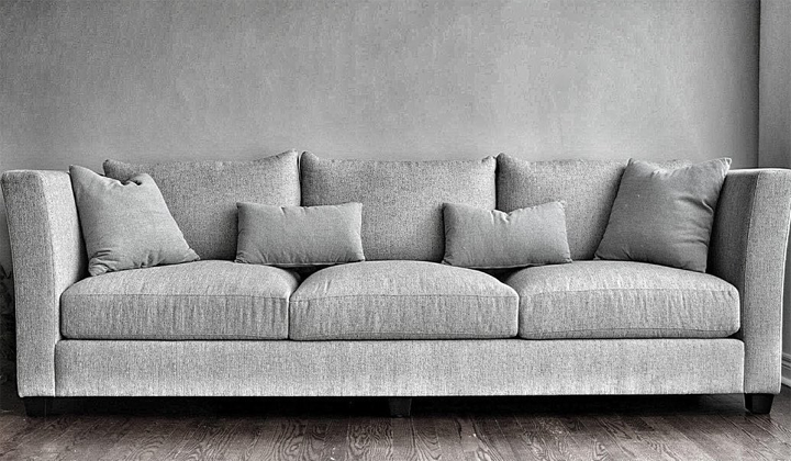 Comfort of Down / feather filled 120'' long custom sofa handcrafted by Ideal Sofa Canada, Toronto