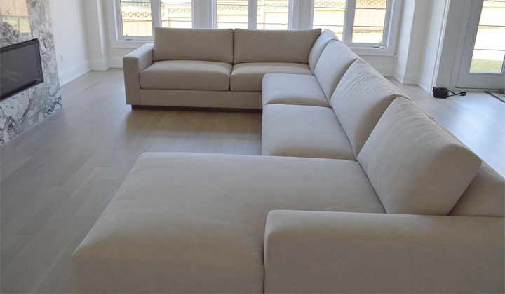 Custom sectional handcrafted Sofa by Ideal Sofa, we make sectional Sofas to your exact specifications, featuring solid oak custom base ( not just  legs) but solid base all around, Vaughan