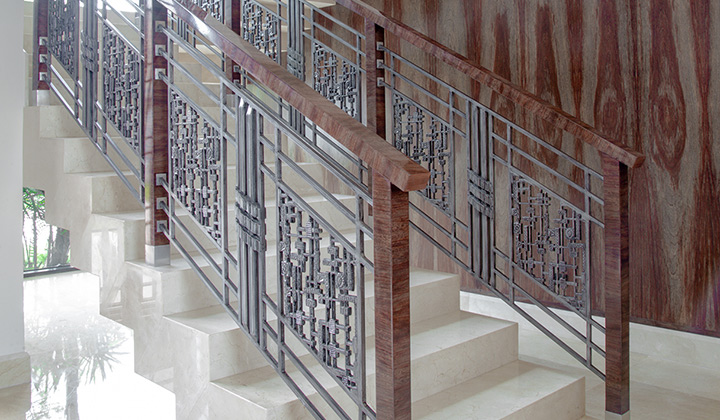 Employing only the finest materials and the most skilled artisans, the custom luxury stair railing was tailored according to the interior architectural specifications as well as the stylistic tastes of our client.