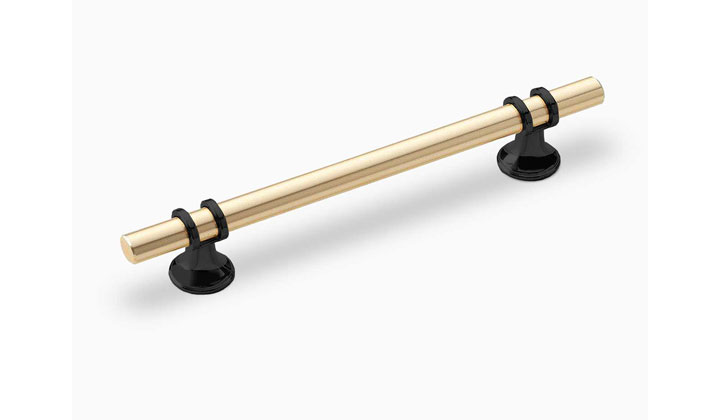 Cambridge collection cabinet hardware by pomelli designs is available in 4 premium finishes and 3 lengths with a matching T- knob.