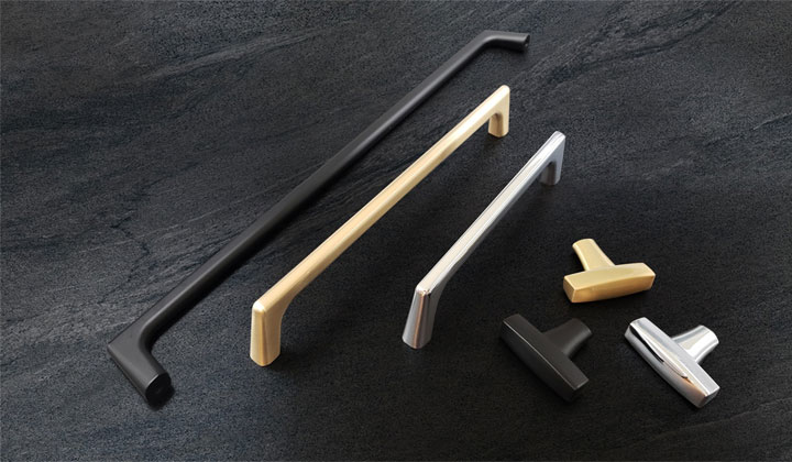 Bicocca collection cabinet hardware by pomelli designs is available in 4 gorgeous finishes and 3 standard lengths and a matching knob.