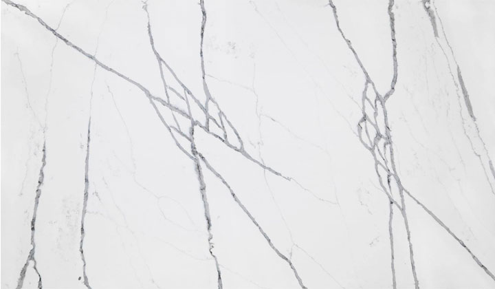 Popular white quartz countertop by Quartex Surfaces Color: Statuario Bianco