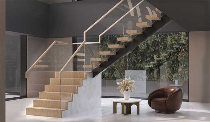 Modern Indoor Glass Stair Railing by Deslo Stairs