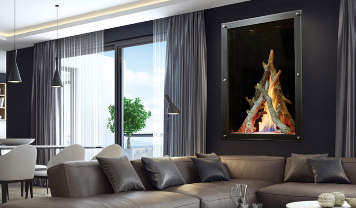 Vertical Modern Gas Fireplace by DaVinci Fireplaces, Maestro Collection