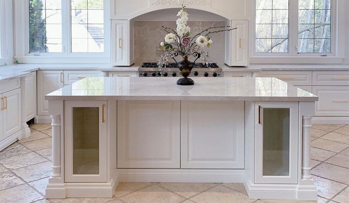 White Kitchen Ideas with Island by Mikia Cabinets