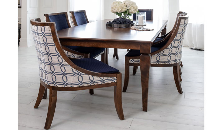 Dark Blue and a Classic Pattern Dining Chairs